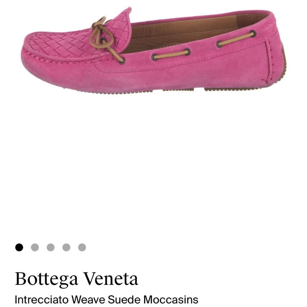 Bottega Veneto Intrecciato Weave Suede Moccasin,  Fucia/Pink size 37 1/2 no box